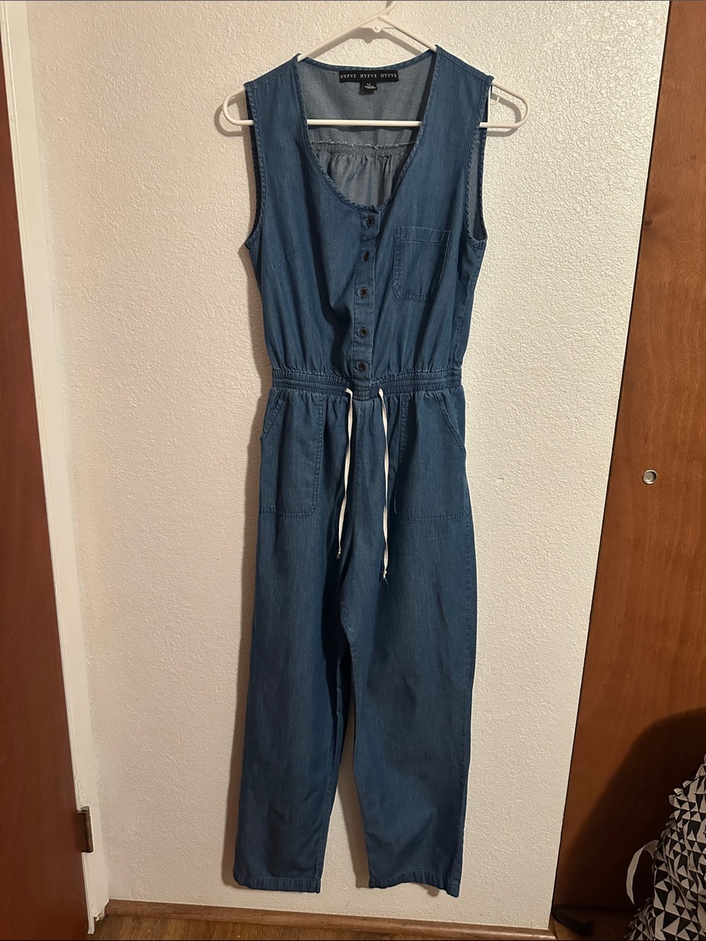 HYFVE Indigo Denim Button-Front Jumpsuit